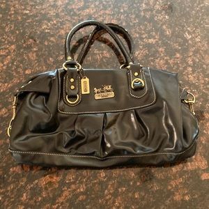 Coach Purse Black Leather with Gold